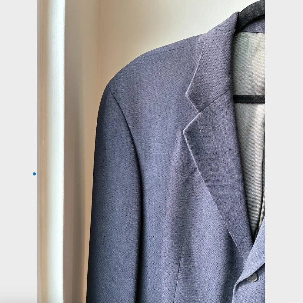 Oscar de la Renta Vintage Navy Wool Athletic Fit Blazer - Size 42R